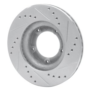Toyota Hilux Brake Rotor (1) - Front Left - R1 Concepts - Drilled & Slotted - Silver - `89-`08